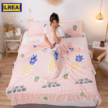 

LREA High Density плед pineapple print coral fleece blanket adult travel throw winter decorations for home