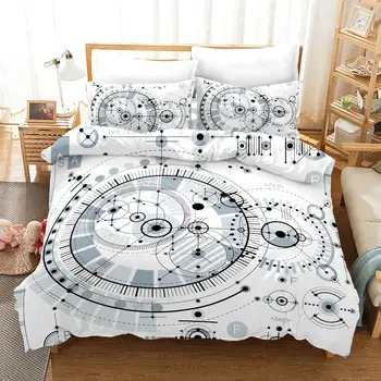 

Geometric Coordinate Bedroom Decor White Bedding Set 100% Soft Microfibe 1PC Duvet Cover with Pillowcases No Comforter Drop Ship