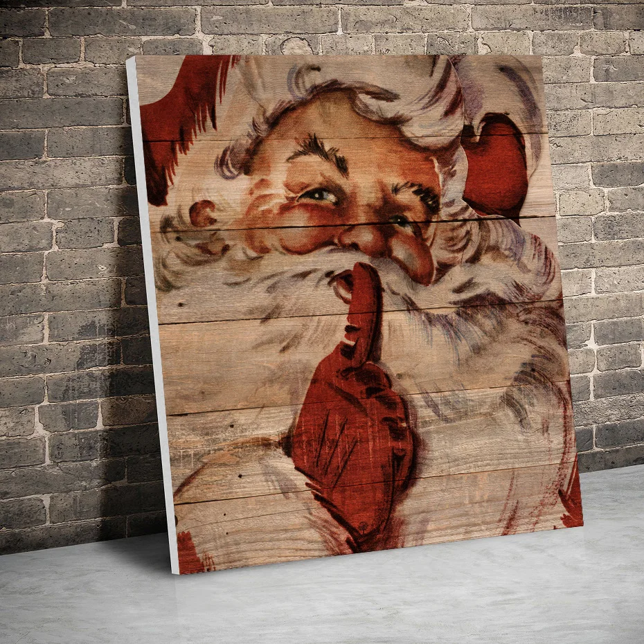 Рождественские картины на холсте Santa Shhh настенные художественные плакаты для