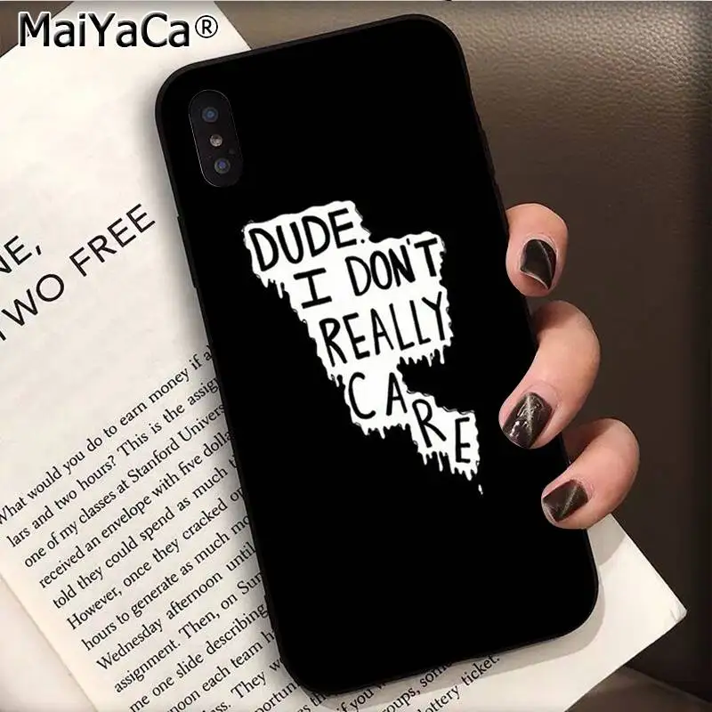 A13 MaiYaCa I don't care Text TPU Мягкий силиконовый чехол для телефона iPhone 11 pro XS MAX 8 7 6S Plus X 5 5S SE XR чехол - Цвет: A13