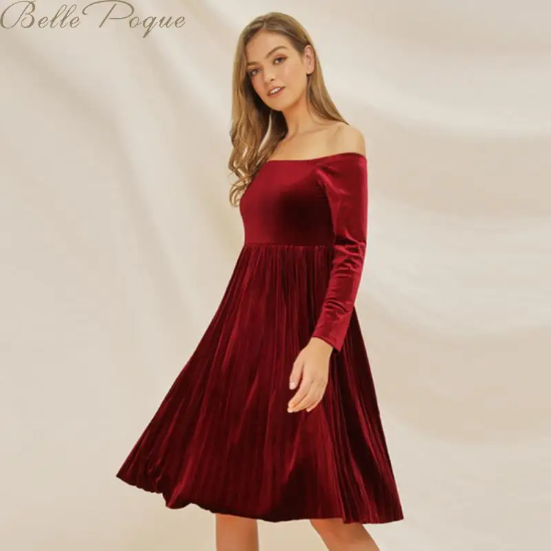 Belle Poque женское сексуальное плиссированное платье с открытыми плечами длинный