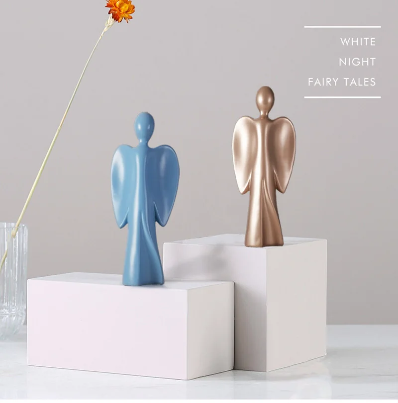 Nordic Abstract Angel Statue Creative Angel Wings Sculpture Ornament Room Desktop Decoration Home Decoration Accessories