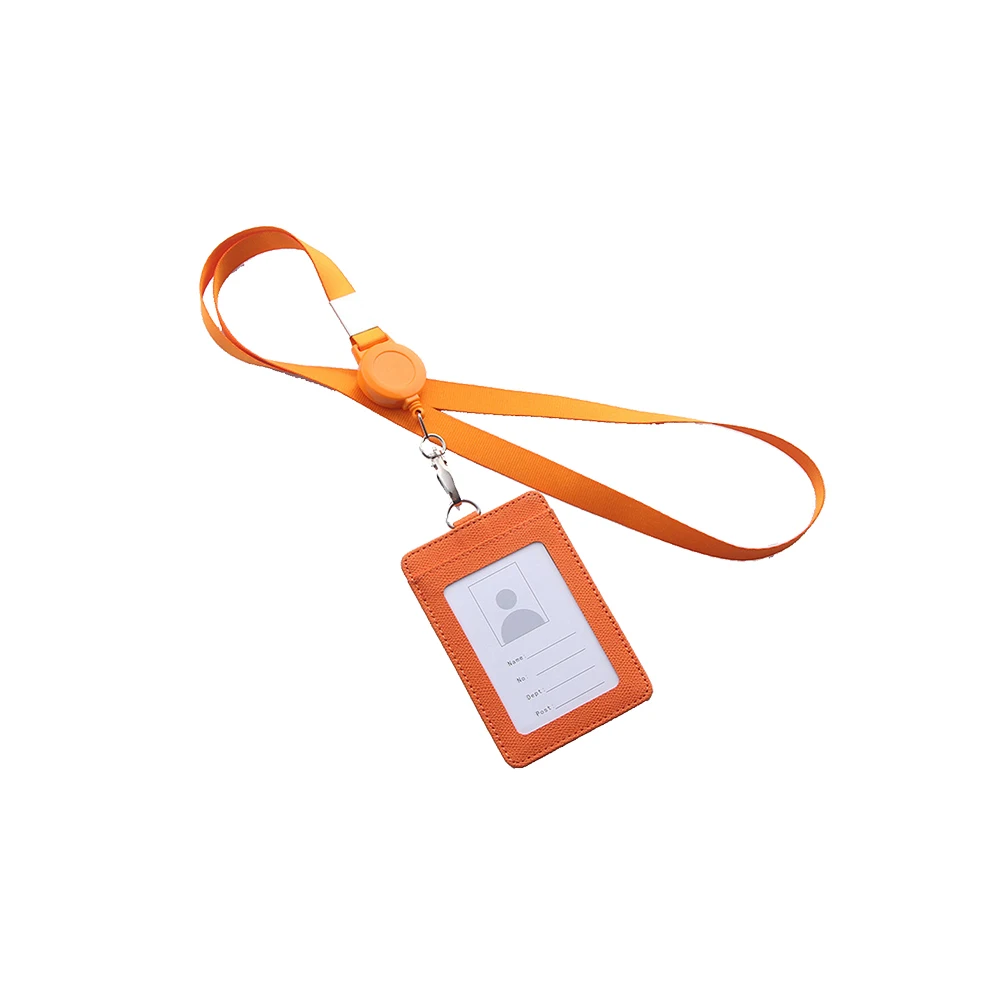 New Card Holder Employee ID Card Cover Work Certificate Identity Badge ID Business Case With Neck Lanyard - Цвет: Оранжевый
