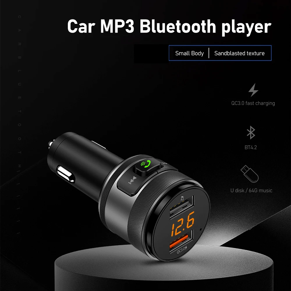 Meeker автомобильный комплект, беспроводной Bluetooth 4,2, FM передатчик, QC3.0, два порта usb, быстрая зарядка, MP3 музыкальный плеер, USB зарядное устройство, HandsFree
