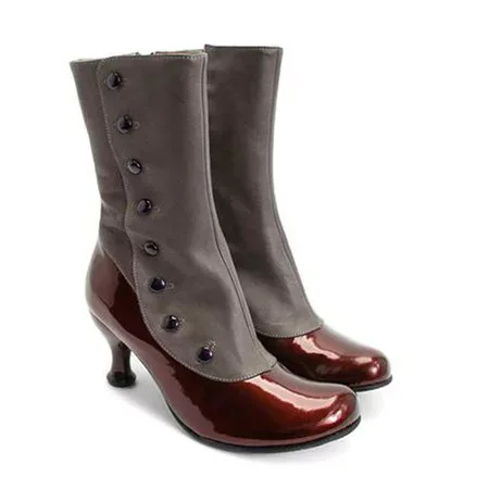 Med Heel Boots Round Toe Winter Shoes For Women Booties Ladies Luxury Designer Zipper Fashion Large Size Mid Calf Autumn