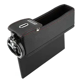 

Car Seat waterproof Side Storage Box Auto Seat Console Pocket Organizer PU leather Coin Storage Box Water Cup Holder Black