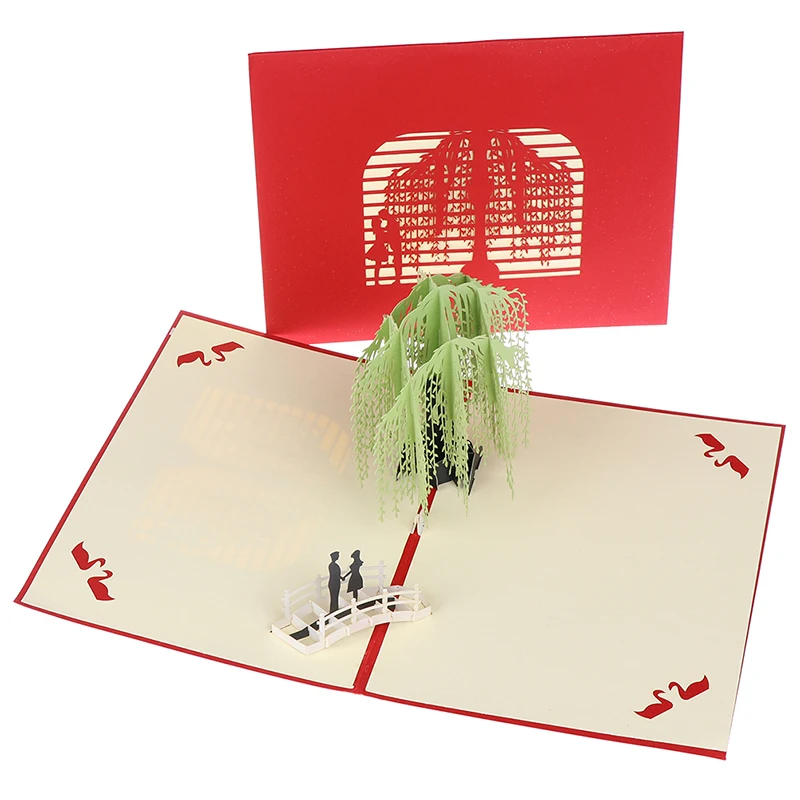  1PCS Anniversary Pop UP Cards Postcard with Envelope Stickers Wedding Invitation Greeting Cards Val - 4000082551829
