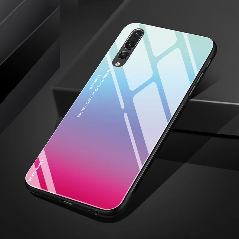 Будьте собой для huawei P9 P10 P20 P30 Plus Pro lite Honor 8 9 10 lite 9i 8C 8X Gradation закаленное стекло задняя крышка чехол для телефона - Цвет: 4986
