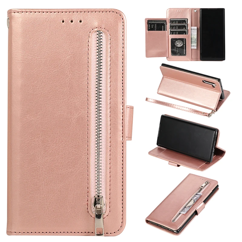 

Haissky Zipper Wallet Magnetic Case for Samsung Note 10 10+ Flip Leather Cover For Samsung Note 10 Plus Phone Pouch With Strap