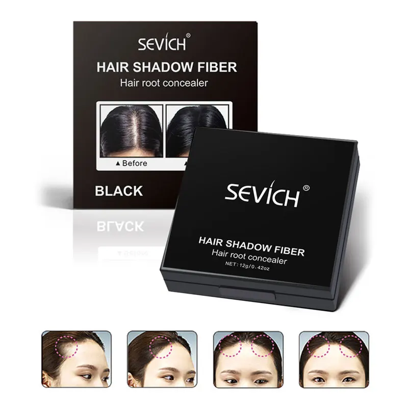 Sevich-Polvo de sombra de pelo resistente al agua, polvo de línea de pelo blanco y gris, cubre raíces, hasta 3 colores, 12g, corrector de pelo con hojaldre