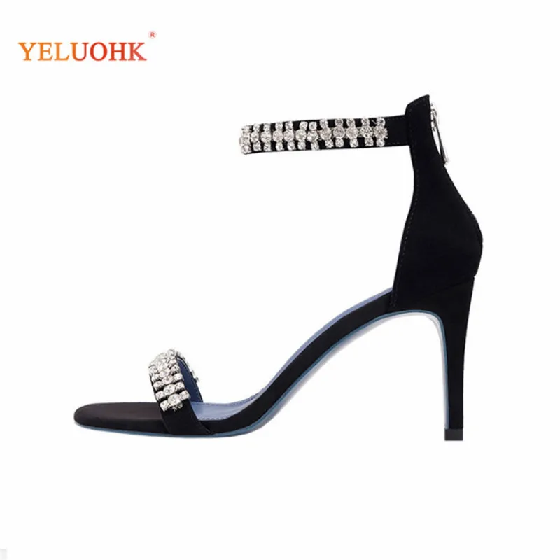 

High Heel 8cm Women Sexy Sandals Back Zipper Ladies Shoes Back Strap 34-40 plus Size