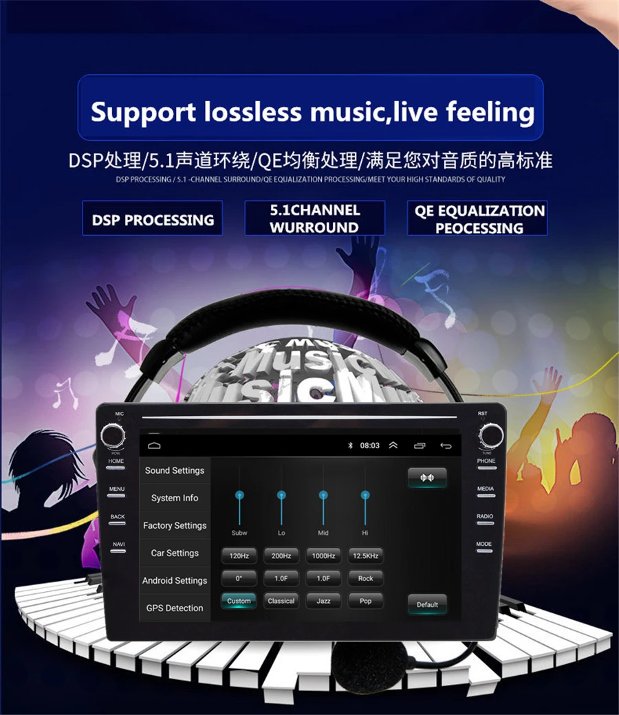 9" 4core 1+16G Android 9.0 Car MP5 Player Car Radio 2DIN GPS Universal Car Multimedia Player with Background Atmosphere Lamp