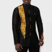 Африканская одежда, африканская Дашики, традиционная длинная рубашка Дашики, мужская рубашка, этическая черная рубашка с длинным рукавом и принтом, Chemise Homme