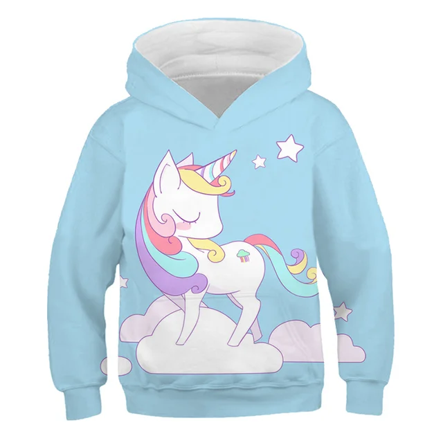 Girls Unicorn Hoodies 4 5 6 7 8 9 10 11 12 -14 Years Kids Sweatshirt Unicorn Hoodies Boys Hooded Autumn and Winter Girl Clothes Tzwy-13265