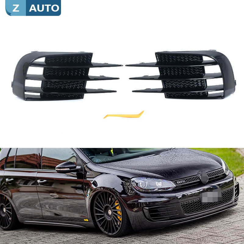 2Pcs ABS Car Front Bumper Fog Light Grille Cover Fog Light Cover Trim For VW Volkswagen Golf 6 MK6 VI GTI R R20 2008-2013