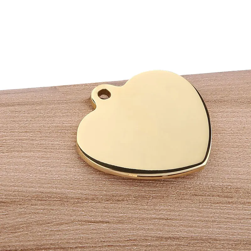 Gold 100 шт сердце гравировка персонализированные Dog Tag ID кулон ожерелье s для мужчин из нержавеющей стали ID метки ожерелье аксессуары - Цвет: Gold