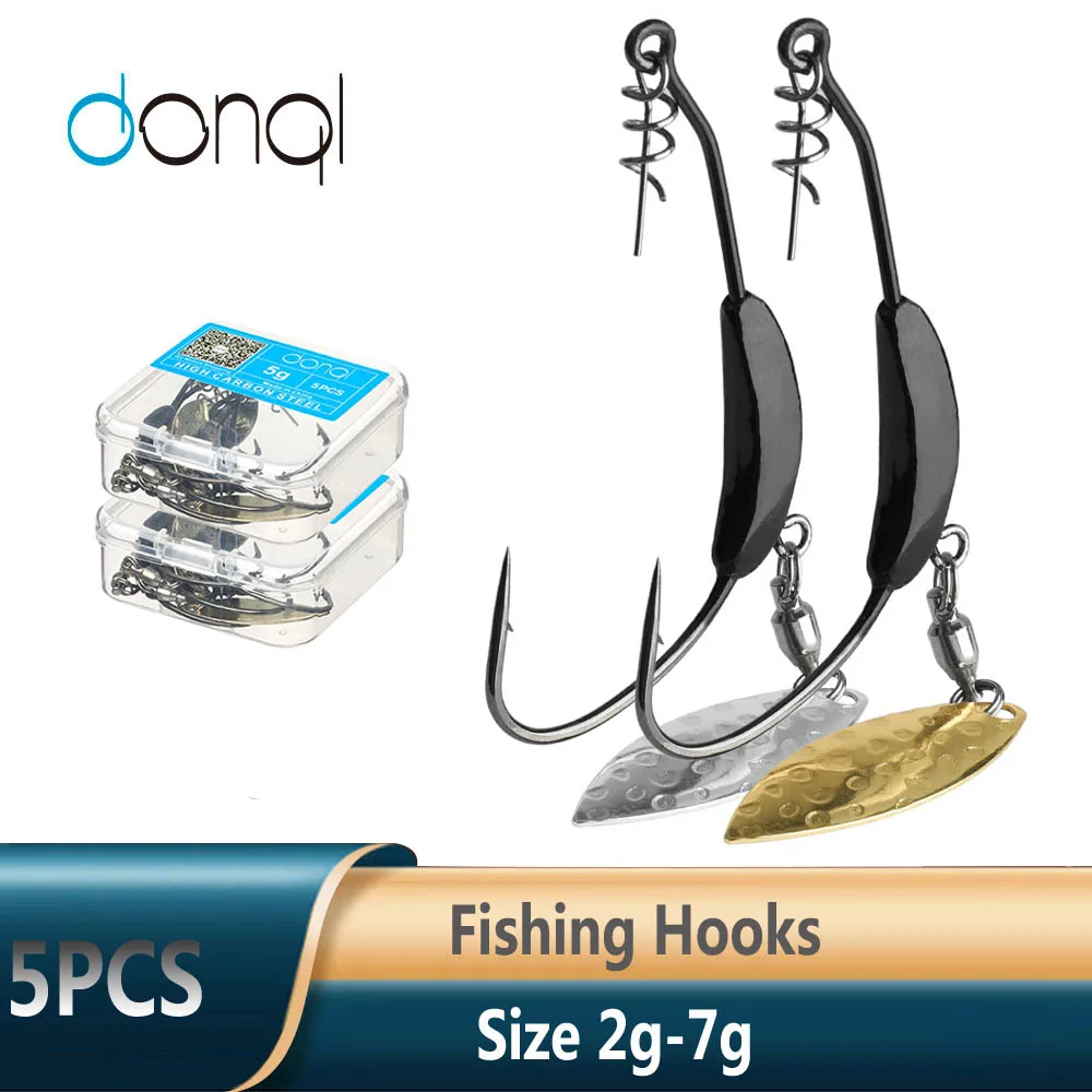 DONQL офсетные рыболовные крючки с металлической ложкой и блестками вес головы 2 г-7
