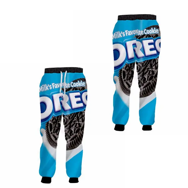 OREO Biscuits Новинка, мужские спортивные штаны с 3d принтом акулы едят пиццу, Осенние штаны для фитнеса, мужские и женские штаны для бега в стиле хип-хоп, панк-рок, брюки на заказ, S-7XL - Color: OREO Biscuits