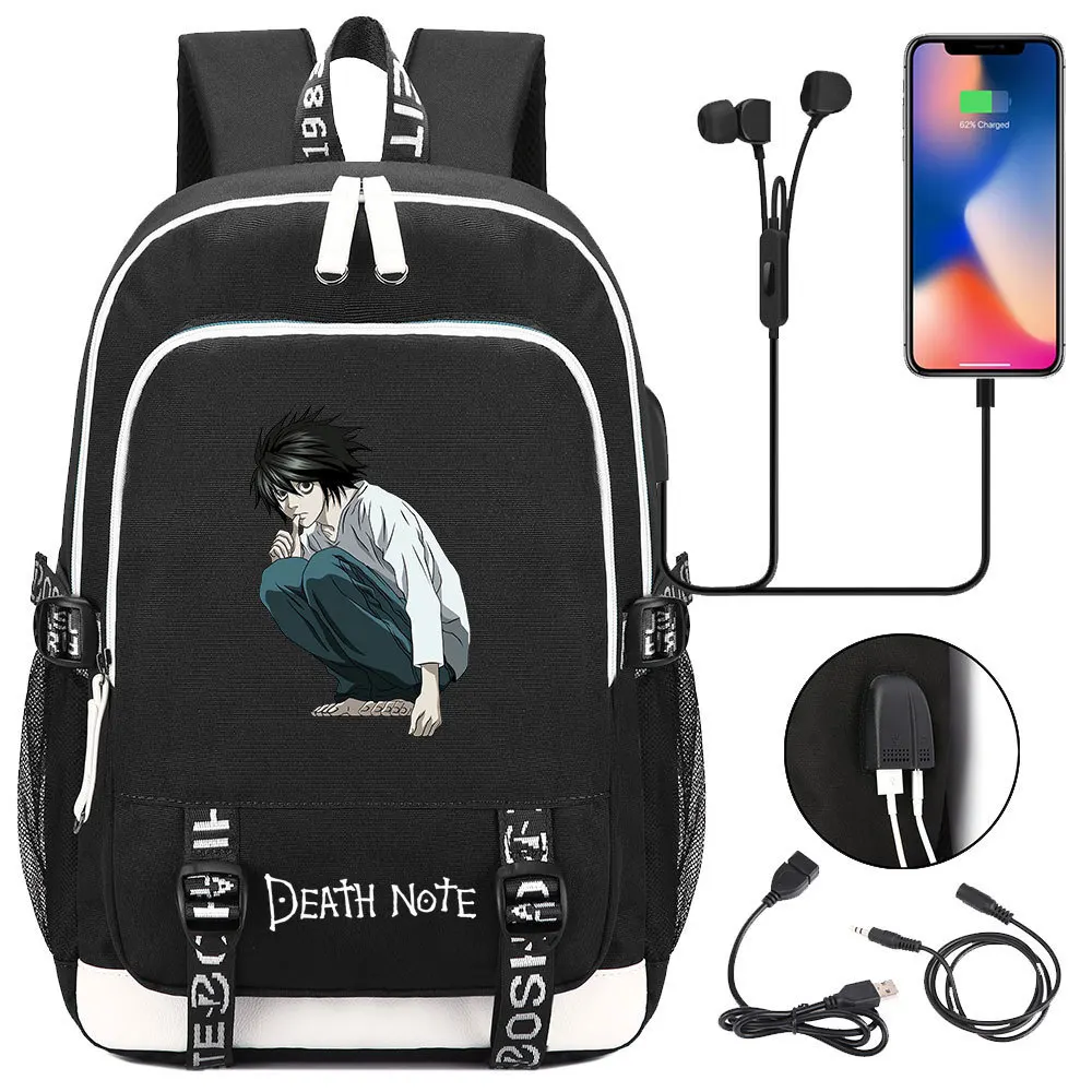 Школьные ранцы с аниме Death Note рюкзак для студентов USB-зарядкой ноутбука дорожные