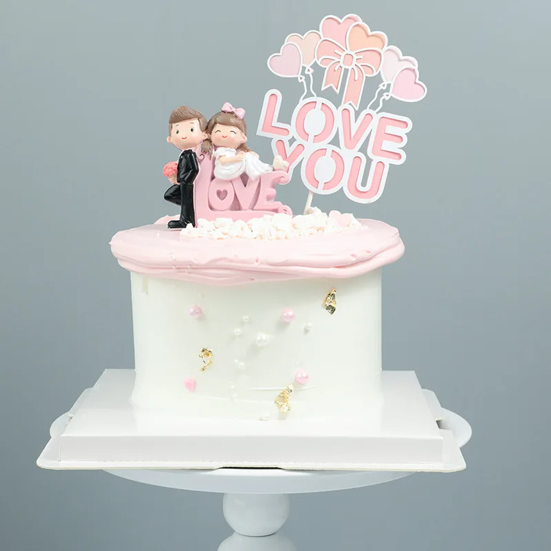 SUPVOX 2pcs Princess Prince Cake Topper Figure Ornaments Wedding Bithday Cake Decoration 