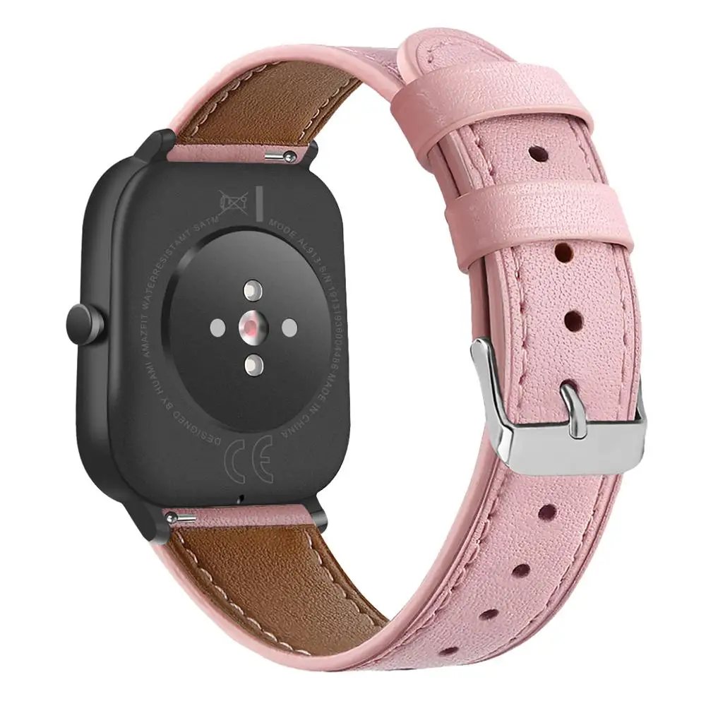 pink 20 мм кожаный ремешок с принтом для Xiaomi Huami Amazfit GTS модный мужской женский ремешок для Garmin Move/vivomove HR Браслет для часов - Цвет: pink