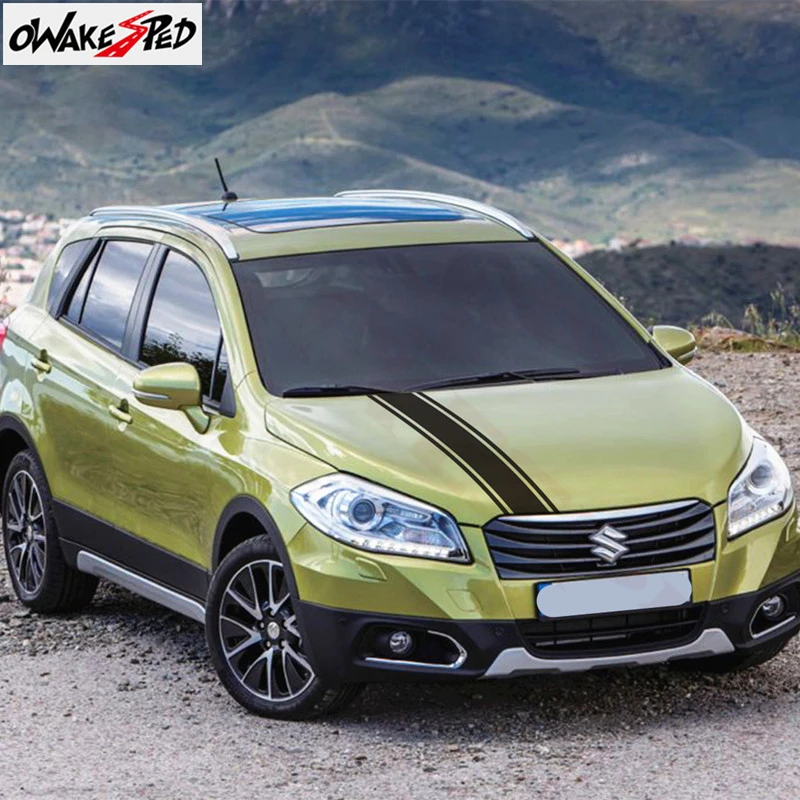 Для Suzuki SX4 S-Крест наклейки для автомобиля спортивные полосы для укладки волос крышка капота двигателя Декор Наклейки на авто капот виниловые наклейки для тела