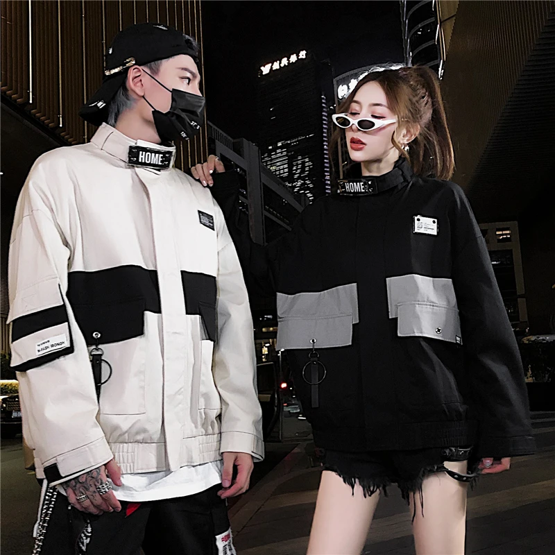 

Zipper Pocket Jacket Hip Hop Splice Men 2019 New
