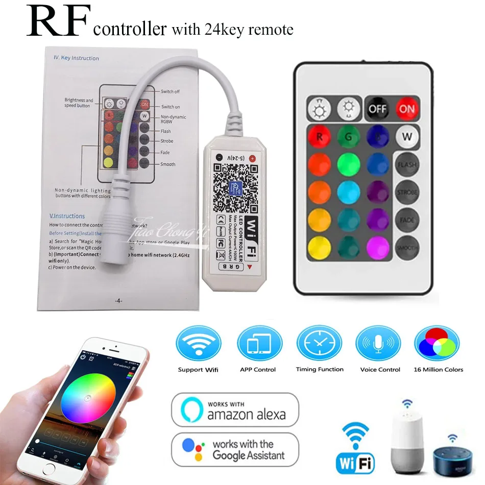 Wi-Fi RGB RF пульт дистанционного управления для смартфона 5 в-24 в 5050 2835 светодиодный