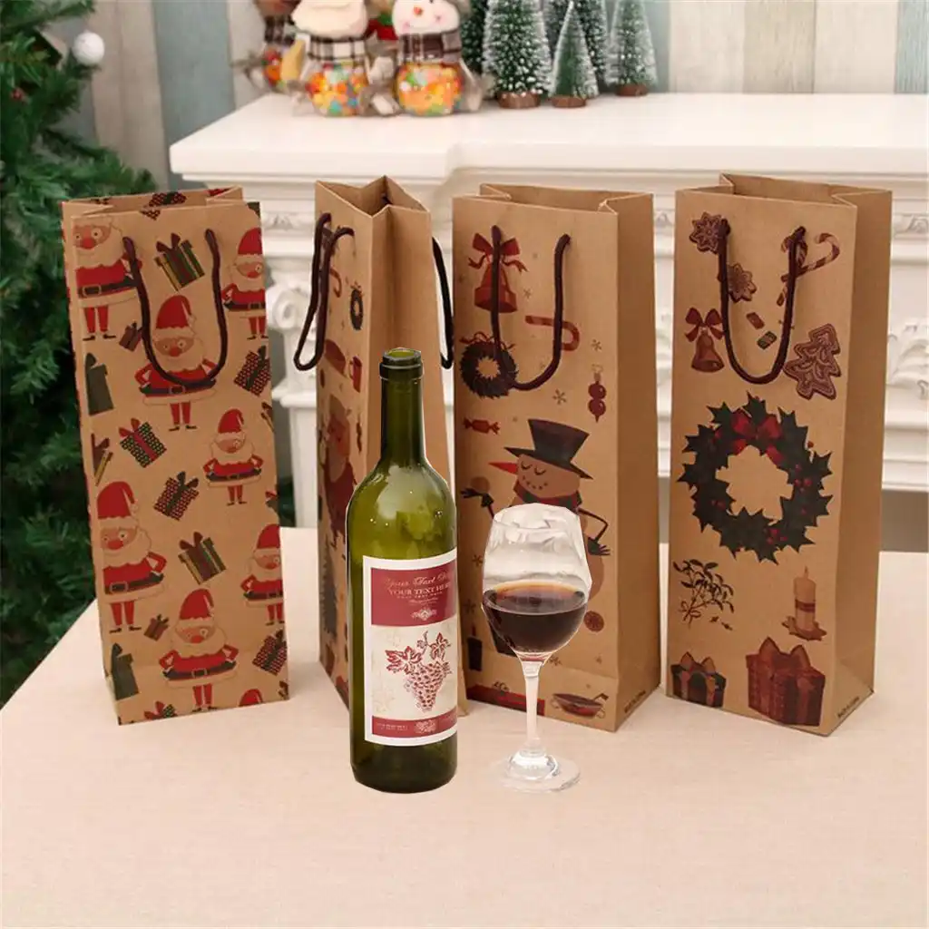 Christmas Paper Gift Box Wine Bags 2020 Christmas Decorations For