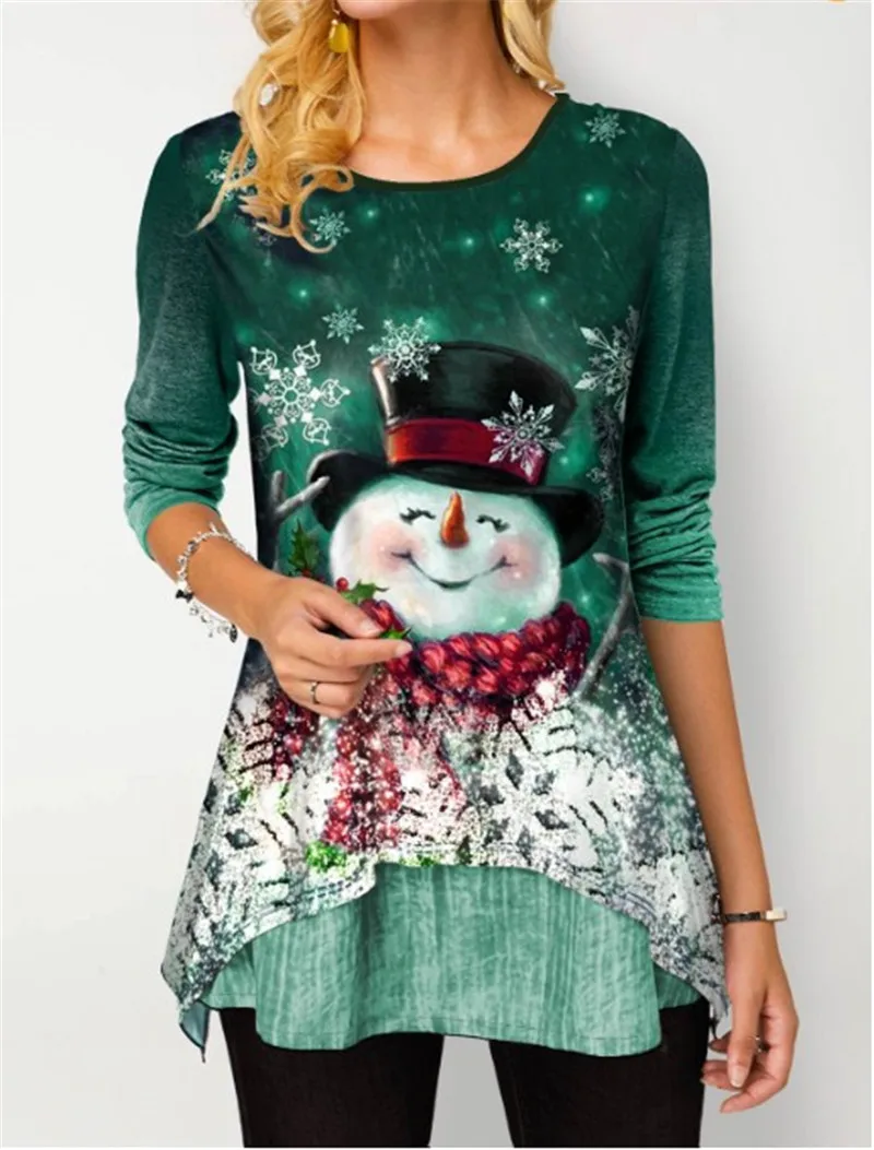 Women Christmas T-Shirts Christmas Snowman Print Fashion Tee Autumn Winter Festival Tops Long Sleeve Loose T-Shirt Pullovers Women Christmas T-Shirts Christmas Snowman Print Fashion Tee Autumn Winter Festival Tops Long Sleeve Loose T-Shirt Pullovers