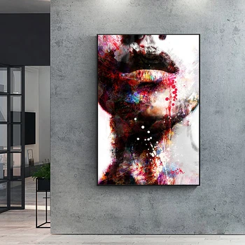 

Abstract Colorful Woman's Face Canvas Paintings Wall Art Posters and Prints Pop Art Portrait Pictures for Living Room Decor