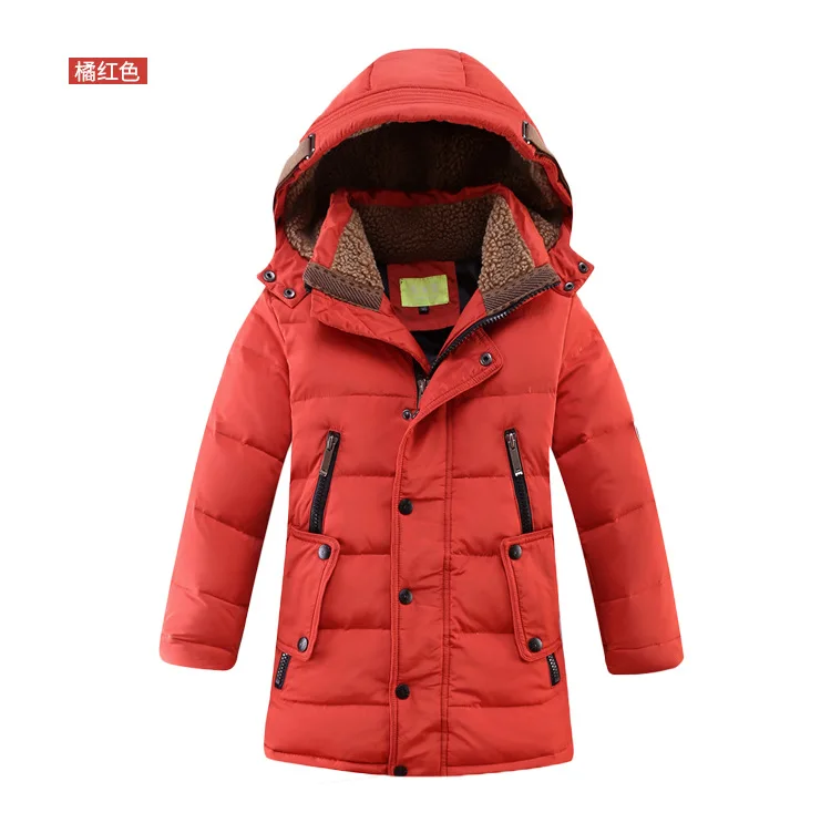 Детская зимняя куртка; коллекция года; одежда для больших мальчиков; детская зимняя куртка на утином пуху; Стеганое пальто для мальчиков; теплая утепленная верхняя одежда - Цвет: Красный
