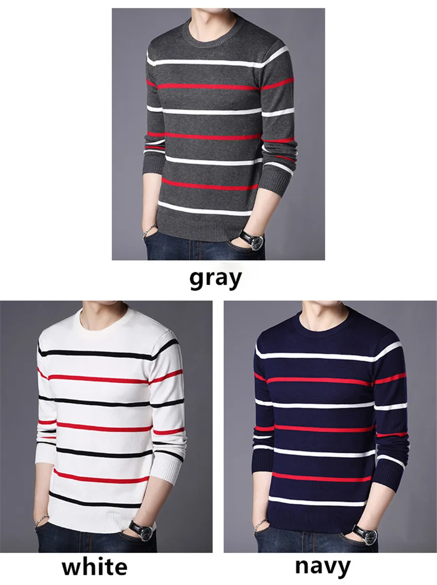 RUELK пуловер мужская брендовая одежда 2019 осень зима шерсть облегающий свитер мужской повседневный Полосатый пуловер