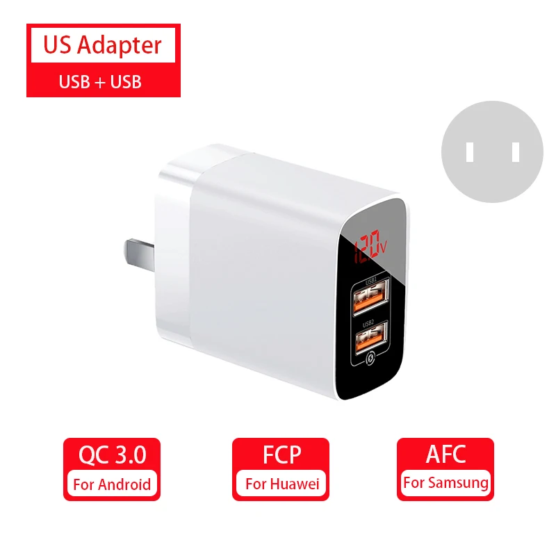 Baseus 18 Вт дорожное Usb зарядное устройство настенное зарядное устройство Быстрая зарядка 3,0 зарядное устройство для телефона для iPhone X Xr samsung S10 Xiaomi EU US UK адаптер - Тип штекера: US White A A
