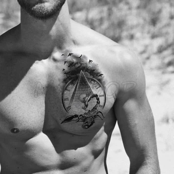 

Temporary Tattoo Stickers Scorpion Pyramid Roman Bell Fake Tatto Waterproof Tatoo Back Leg Arm Belly Big Size for Women Men Girl