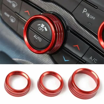 

A/C Switch Knob Trim Parts Accessories Car Auto Red Aluminum Alloy Covers