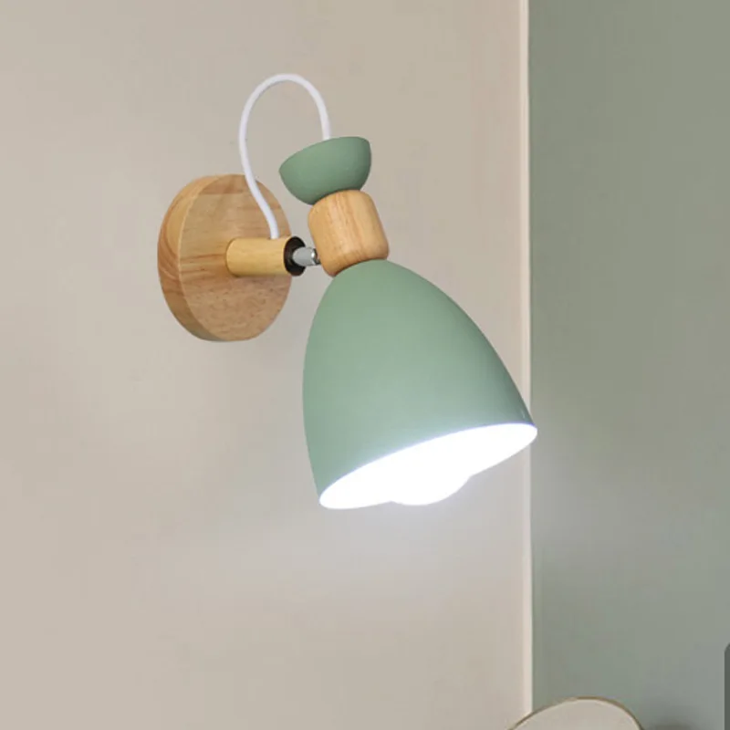 

Scandinavian Minimalist Macaron Hallway Wall Lamp Creative Cool Bedroom Library Color Trumpet Iron Craft Wall Lamp