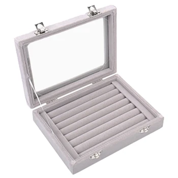 

Bracelet Storage Box Earrings Ring Clamshell Box High End Flannel Jewelry Box