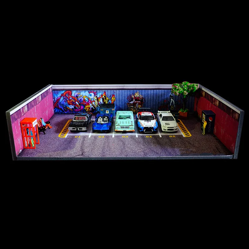 1-64 scale car repair library scene garage workshop background board for car model parking vehicle t