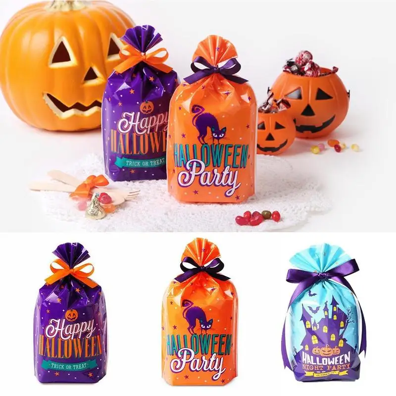 

50pcs Halloween Candy Bags Cute Gift Bag Trick or Treat Kids Gift Pumpkin Bat Candy Boxes Halloween Party Decoration Supplies
