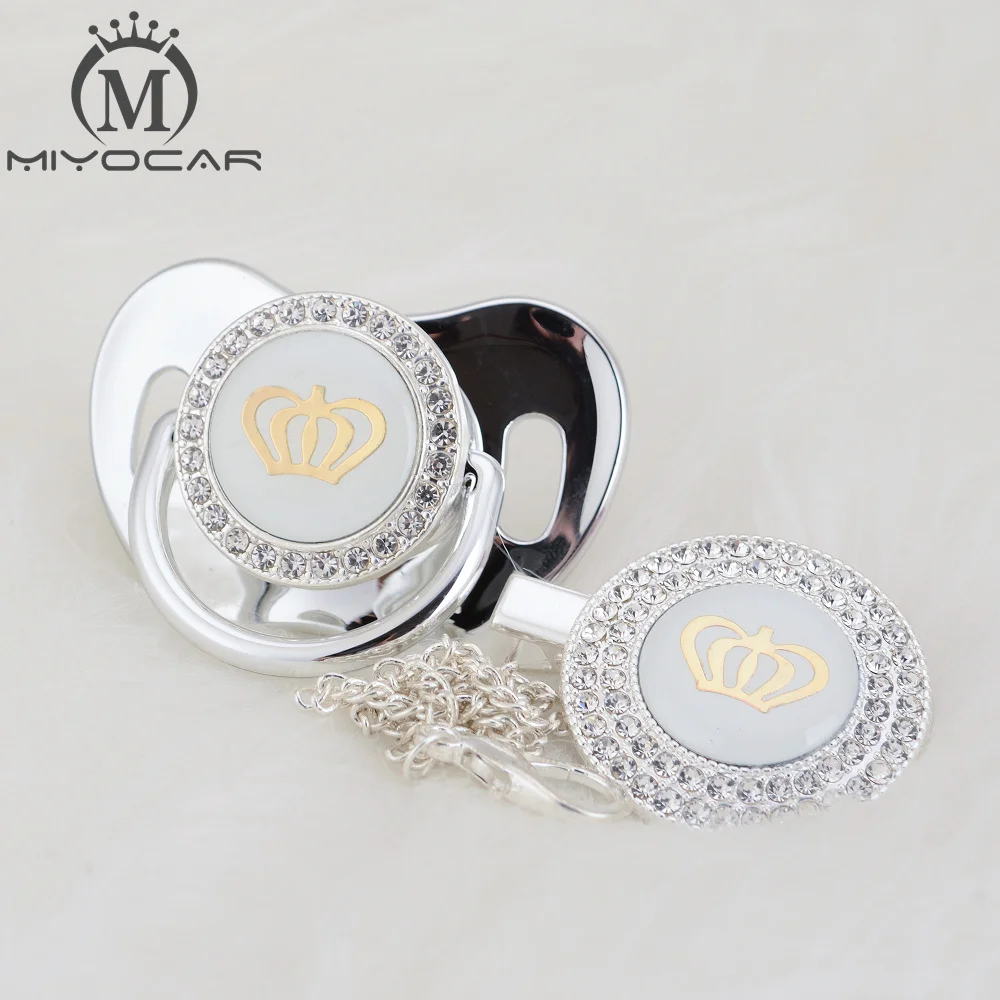 MIYOCAR, 11 цветов, серебряная блестящая золотая корона, шикарная соска и соска, клипса, BPA бесплатно, пустышка, блестящая, уникальный дизайн, GCR2-1