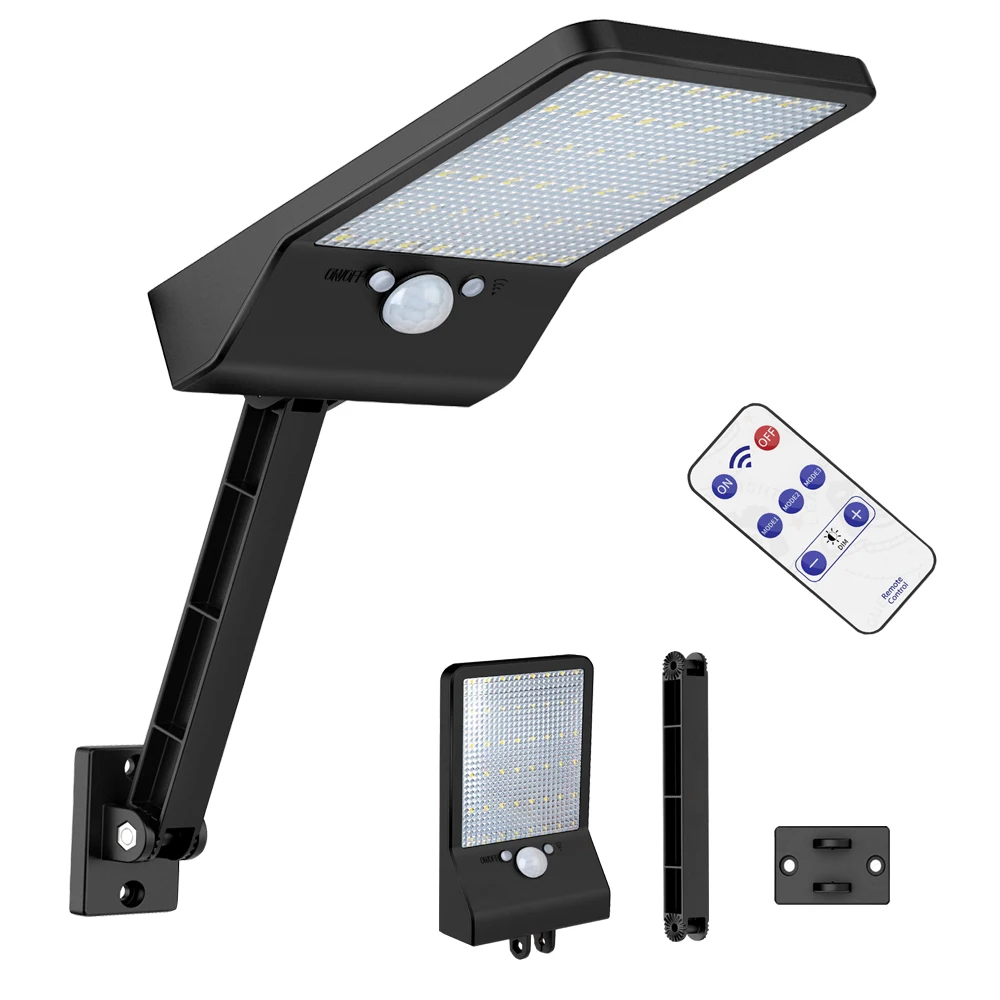 

48 LED Solar-Garden-Lamp Outdoor Motion-Sensor Wall-Light Remote-Controller PIR 3 Working Modes Rotable Lighting Waterproof