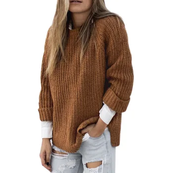 

Loose Large Size Europe And America 2020 Sweaters Hemming Sleeve Autumn And Winter Women Pullovers Models Burst Supply 69114
