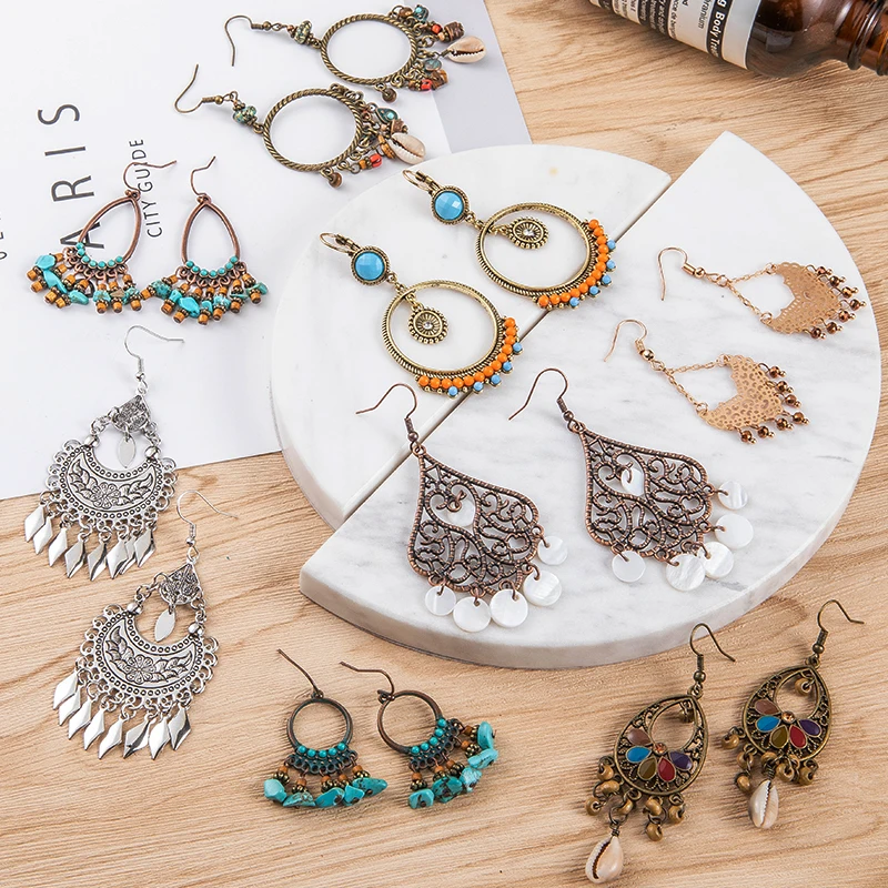 

Vintage Boho Ethnic Tassel Dangle Drop Earrings Hanging for Women Female Fashion 2019 Earrings Ornaments Jewelry Accessories