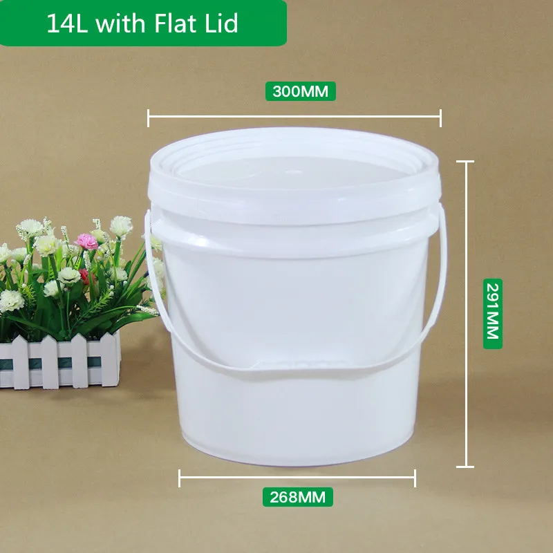 14 liter Polypropylene plastic bucket with Lid Home Food,toy,garbage storage container paint packaging bucket food grade 1PCS