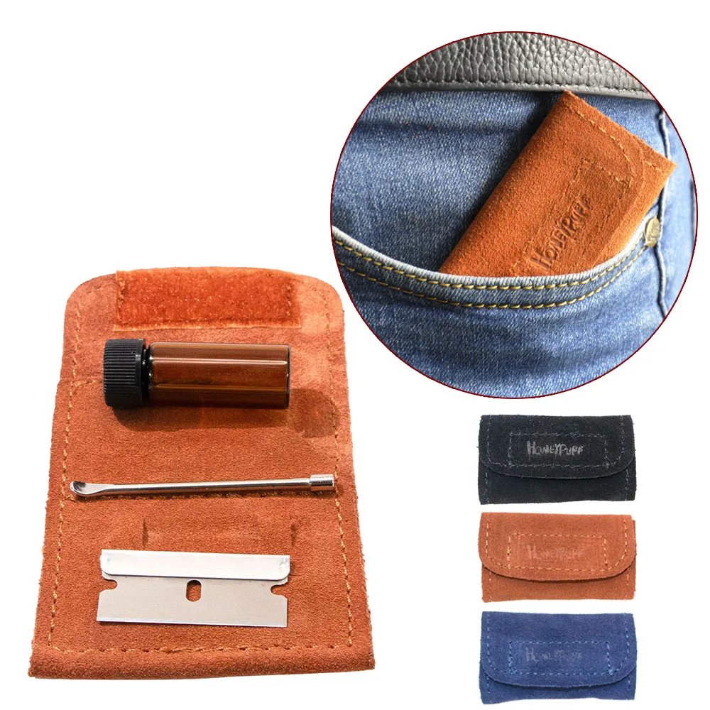HONEYPUFF три цвета Snuff Snorter Kit мини стеклянный Sniffer snuffer бутылка + искусственная кожа