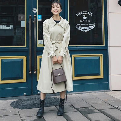 Heydress весеннее женское длинное пальто Тренч женский корейский студенческий женский ветровки Повседневная Свободная верхняя одежда Топы - Цвет: W1