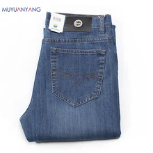 Mu Yuan Yang мужские Стрейчевые эластичные мужские джинсы, хлопковые джинсовые штаны, брюки свободного кроя, бренд, мужская одежда
