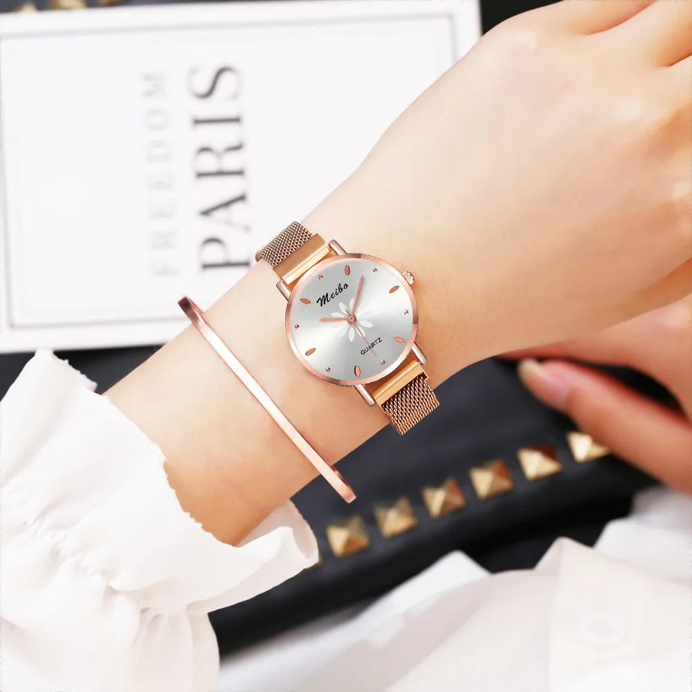 

MEIBO Sleek Minimalist Square Dial Stainless Steel With Ladies Quartz Watch
