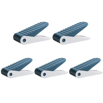 

New 5Pcs Blue PP Closet Storage Holder Slipper Shoe Slots Organizer Adjustable Height Shoe Box Rack Home Bedroom Sandals